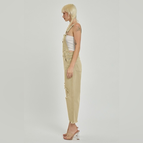 RDP5500 SAND Risen High Rise Distressed Straight Overalls - Picture 2 of 4
